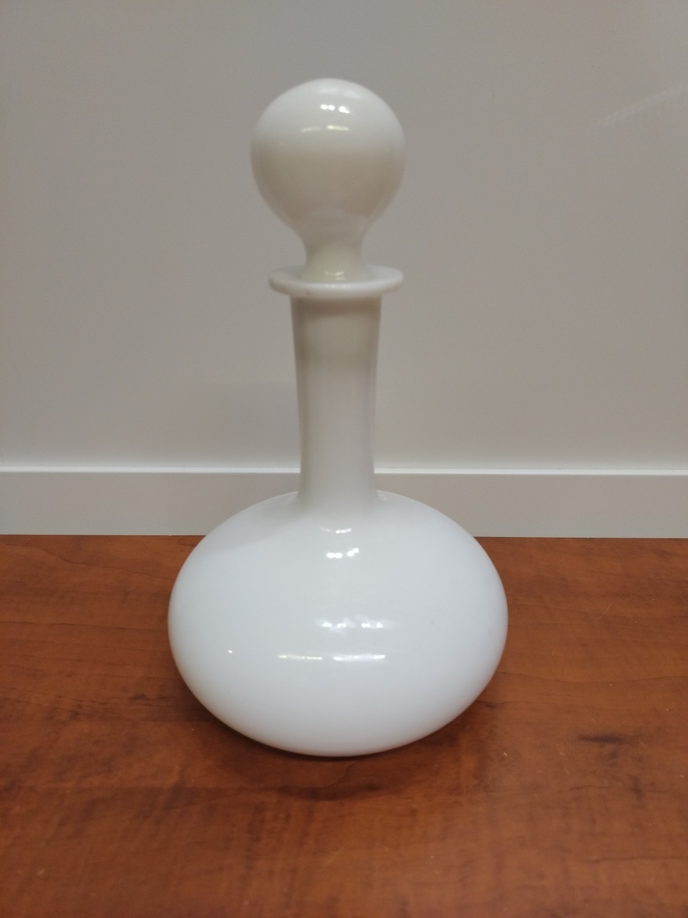 Beautiful Antique Milk Glass Barber Bottle with Stopper 9"x6"